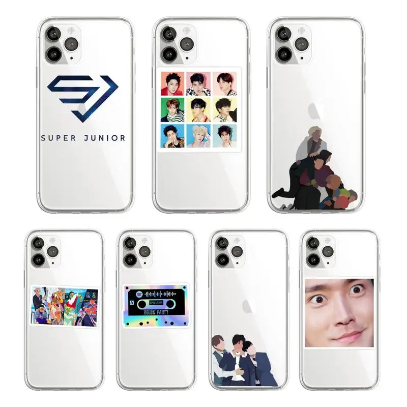 

Super Junior boys group kpop Phone Case Transparent soft For iphone 5 5s 5c se 6 6s 7 8 11 12 plus mini x xs xr pro max