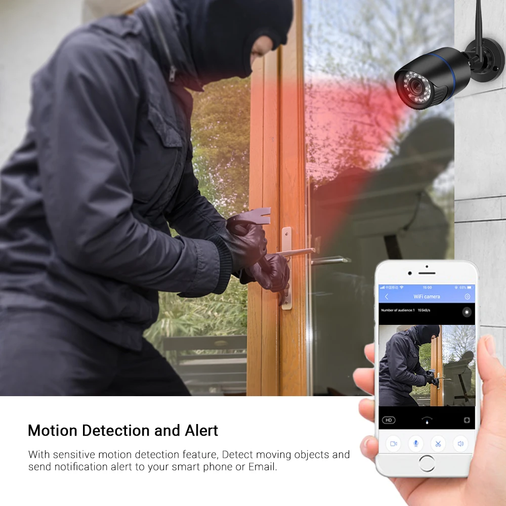 Hamrolte Yoosee Wifi камера HD 1080P Onvif Беспроводная камера Аудио запись ночного видения Водонепроницаемая уличная камера движения Dection