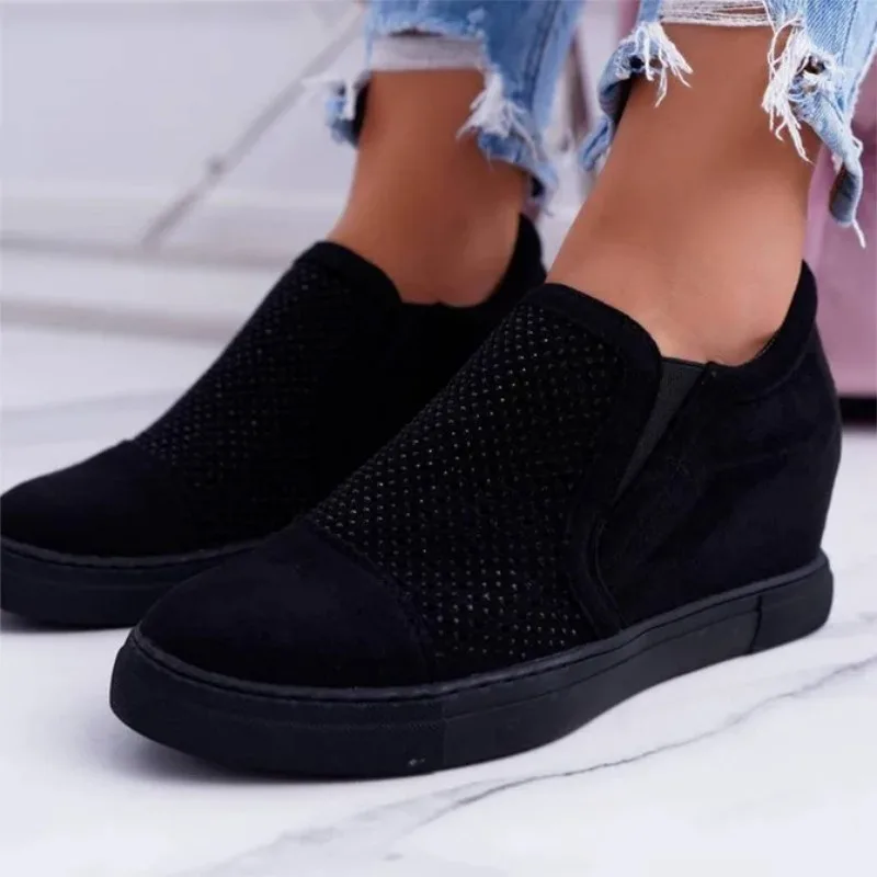 

Women Shoes Wedges Sneakers Spring Hollow Out Breathable 2021 New Women's Vulcanized Shoes Solid Platform Female Casual Shoes