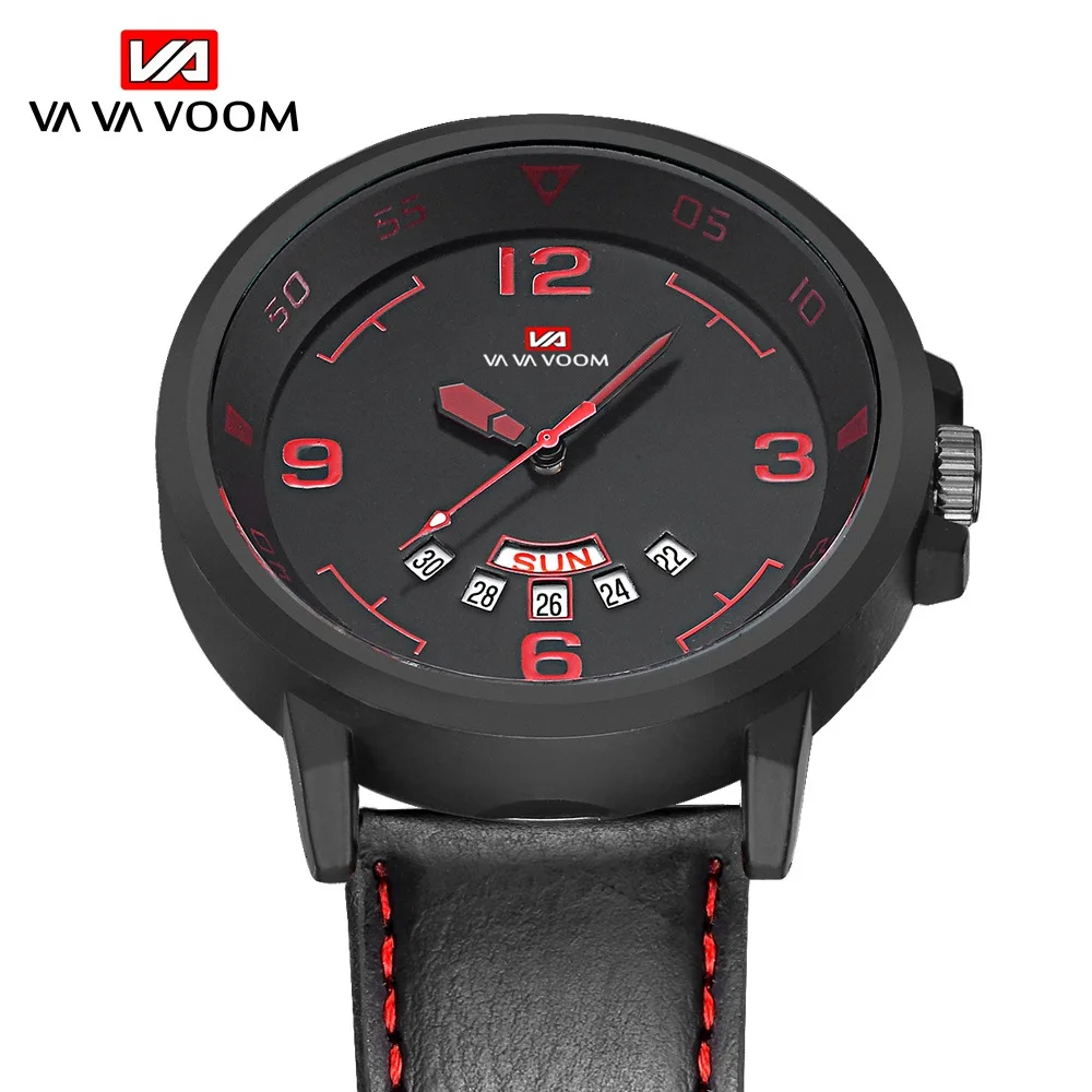 

VAVA VOOM Men Watch Fashion Leather Quartz Watch Men Casual Sports Man erkek kol saati Men Watch Montre Hombre Relogio Masculino