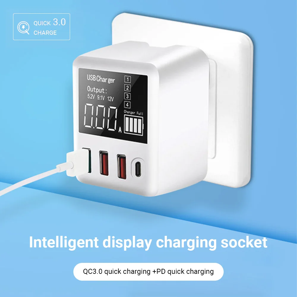 

Smart Fast Charging 30W USB Charger Efficient And Smart Battery Display Suitable For IPhone Android Huawei Xiaomi USB Charger