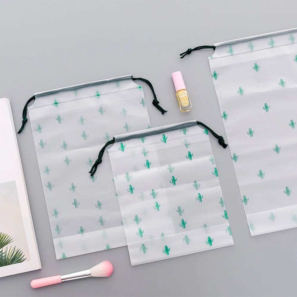 Women Transparent Drawstring Cactus Cosmetic Bag Travel Makeup Case Make Up Bath Organizer Storage Pouch Toiletry Wash Beauty | Дом и сад