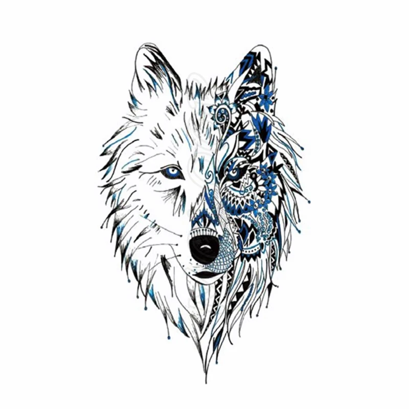 

Totem Wolf Head Flower Eye Temporary Tattoo Sticker Fake Tattoos for Women Men Body Makeup Waterproof Stickers