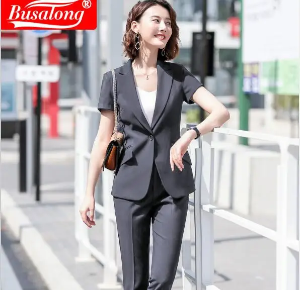

2020 New temperament women formal skirt suits fashion slim short sleeve blazer and skirt office ladies work wear pant suits