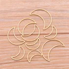 Подвески из нержавеющей стали для изготовления ювелирных изделий сделай сам, золотистые кулоны в форме Луны 3 размера, отверстия, прессованная резиновая рамка, Безель, 10 штук