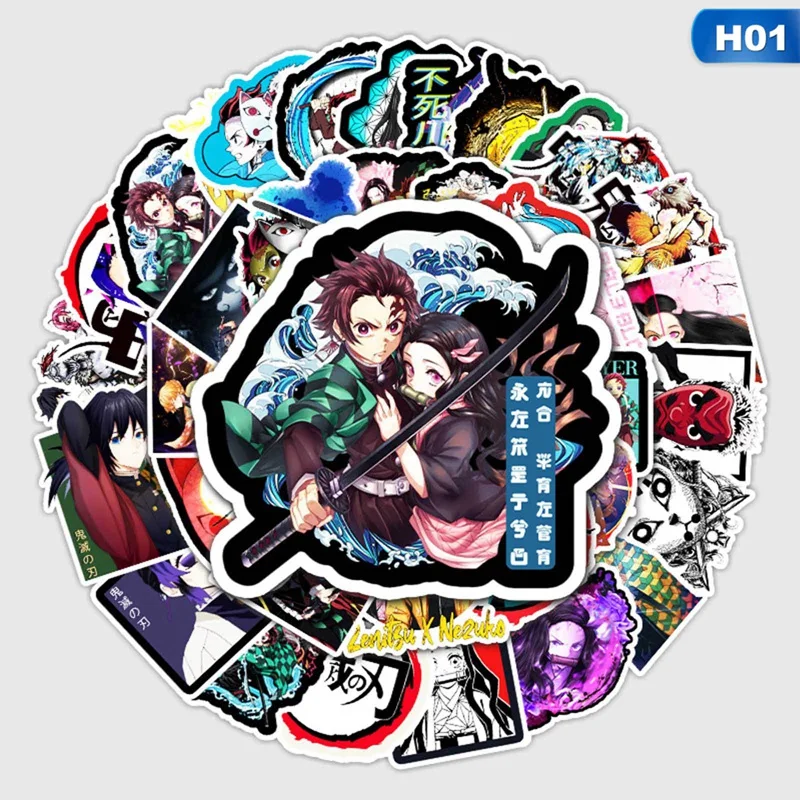 

50 Cartoon Ghost Slayer Anime Graffiti Stickers Laptop Teacup Graffiti Waterproof Stickers