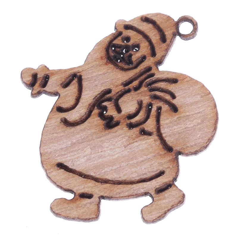 

50/100pcs New Year Natural Wood Christmas Tree Ornament Wooden Hanging Pendants Gifts Snow Elk Christmas 2021