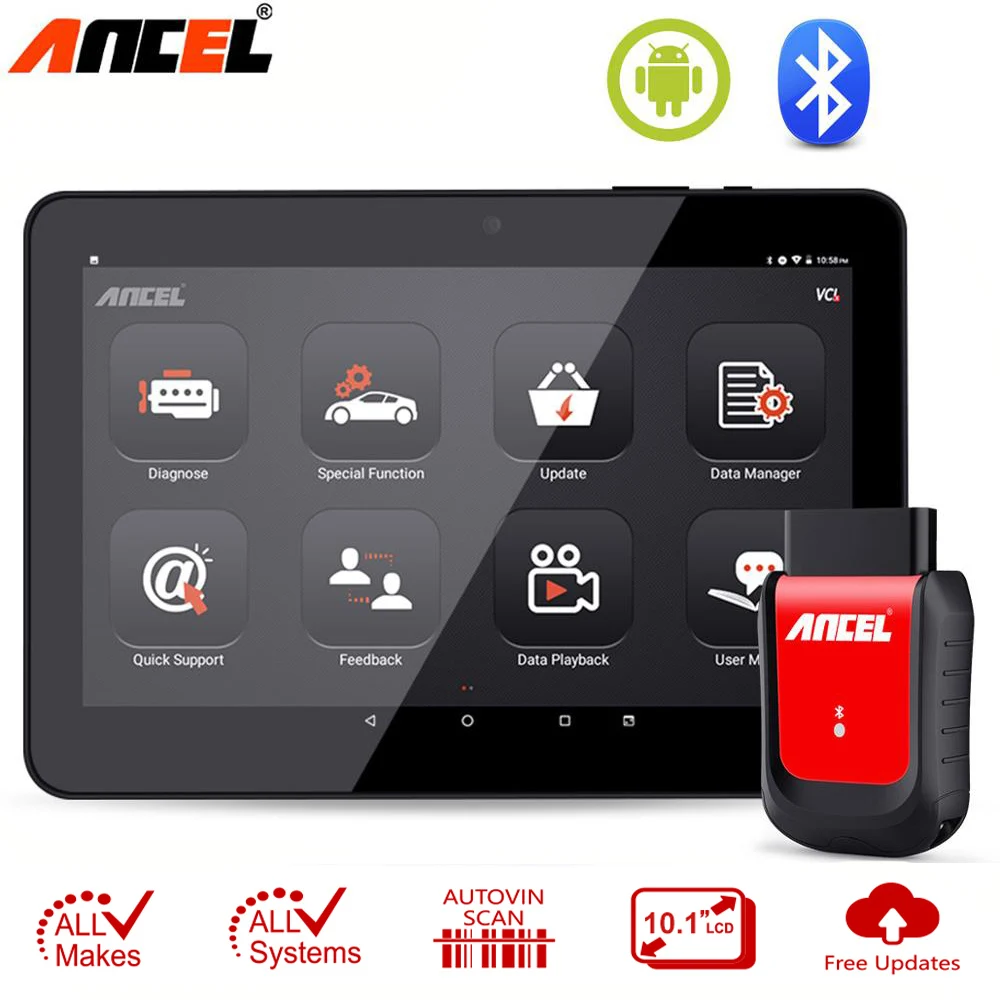 Ancel X6 OBD сканер для диагностики авто OBD2 сканер Wifi/BT обд 2 сканер для авто автомобильный диагностический инструмент 10,1 ''планшет через Android Bluetooth бесплатное обновление онлайн Автомобильный сканер