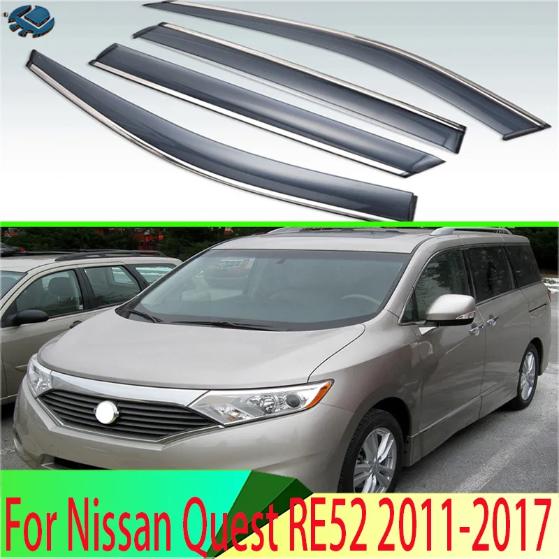 Для Nissan Quest RE52 2011-2017 Пластик внешний козырек Vent Оттенки окна Защита от солнца Дождь гвардии отражающая 4 шт. Для Nissan Quest RE52 2011-2017 Пластик внешний козырек Vent Оттенки окна Защита от солнца Дождь гвардии отражающая 4 шт.