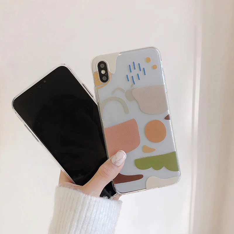 

Art Creative Geometry IPhone11ProMax/12Mini/XR/XS/X/8/7 Anti-drop Silicone Transparent Couple Mobile Phone Case Wholesale