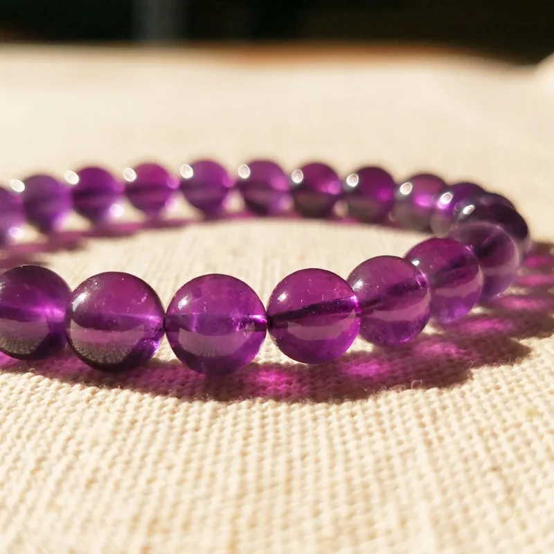 

Natural Amethyst Bracelet Handmade Symbolize Calm Wisdom Love Purple Quartz Stone Beads Jewelry For Birthday Holiday Gifts