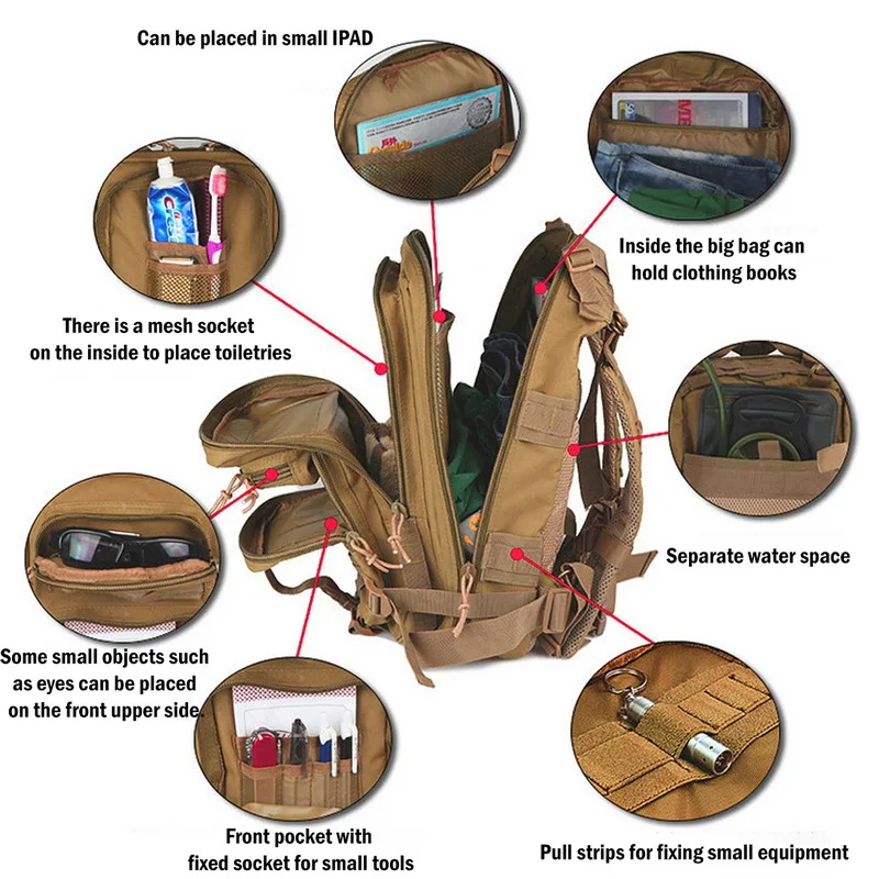 Водонепроницаемый дорожный рюкзак мужские военные рюкзаки многофункциональные