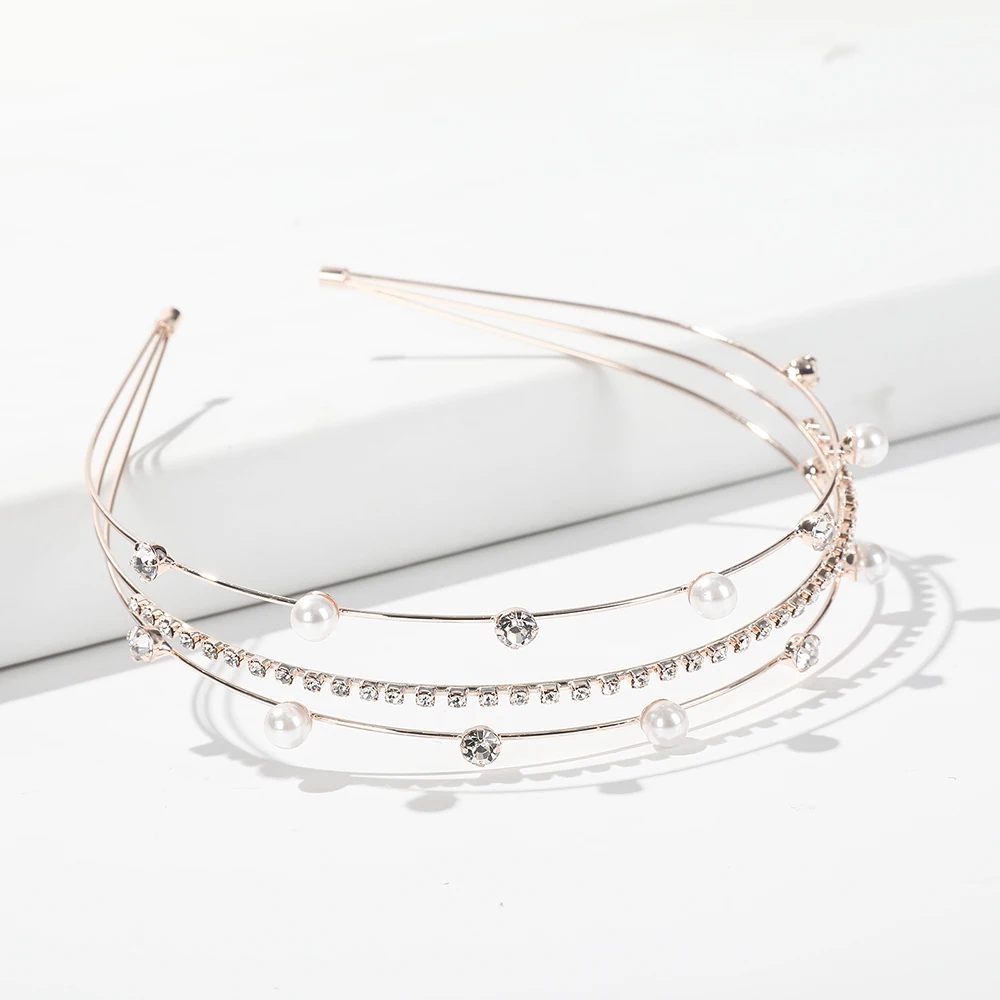 Женский обруч для волос AWAYTR свадебный с кристаллами и жемчугом аксессуар в