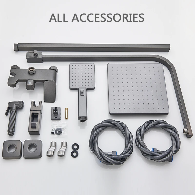 

Multifunctional Shower Faucet Set Wall Mount Bathroom Faucets Gun Black Rainfall Head Shower System with Bidet Brass Mixer Tap