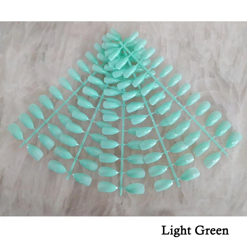 5 X Light Green Смешанные 18 цветов полное покрытие поддельные ногти короткие остроконечные накладные ногти шпильки миндалевидные ногти яркие цвета дизайн ногтей - Цвет: 5 X Light Green