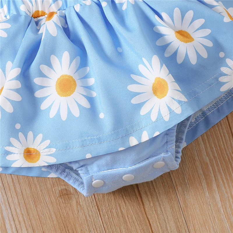 

Summer Sweet Baby Girls Daisy Print Short Romper,0-18Months Newborn Toddler Girls Breathable Sleeveless V-neck Backless Jumpsuit