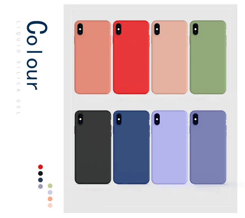 Силиконовый однотонный чехол для iPhone XS MAX XR X, жидкие Чехлы ярких цветов для iPhone 7, 6, 6 S, 8 Plus, мягкий чехол из ТПУ
