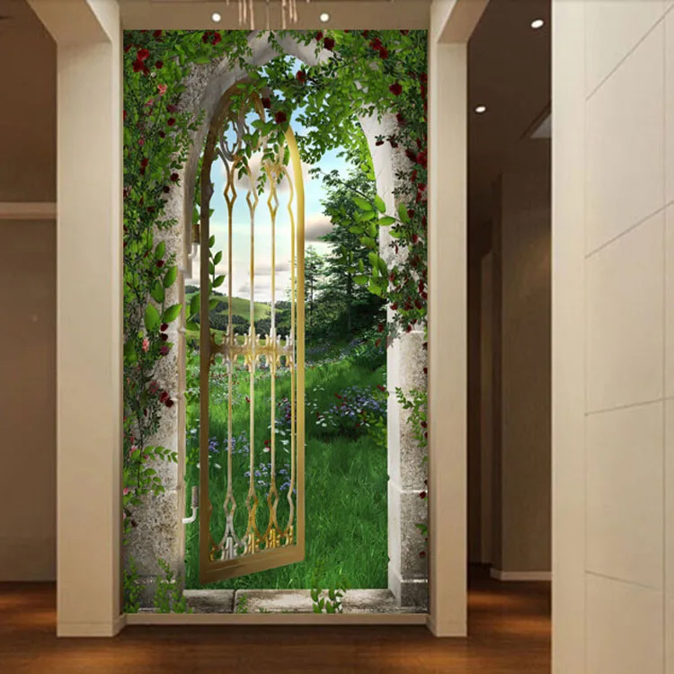 

The Secret Garden Gate large mural wallpaper 3d backdrop restaurant entrance hallway corridor Custom Size