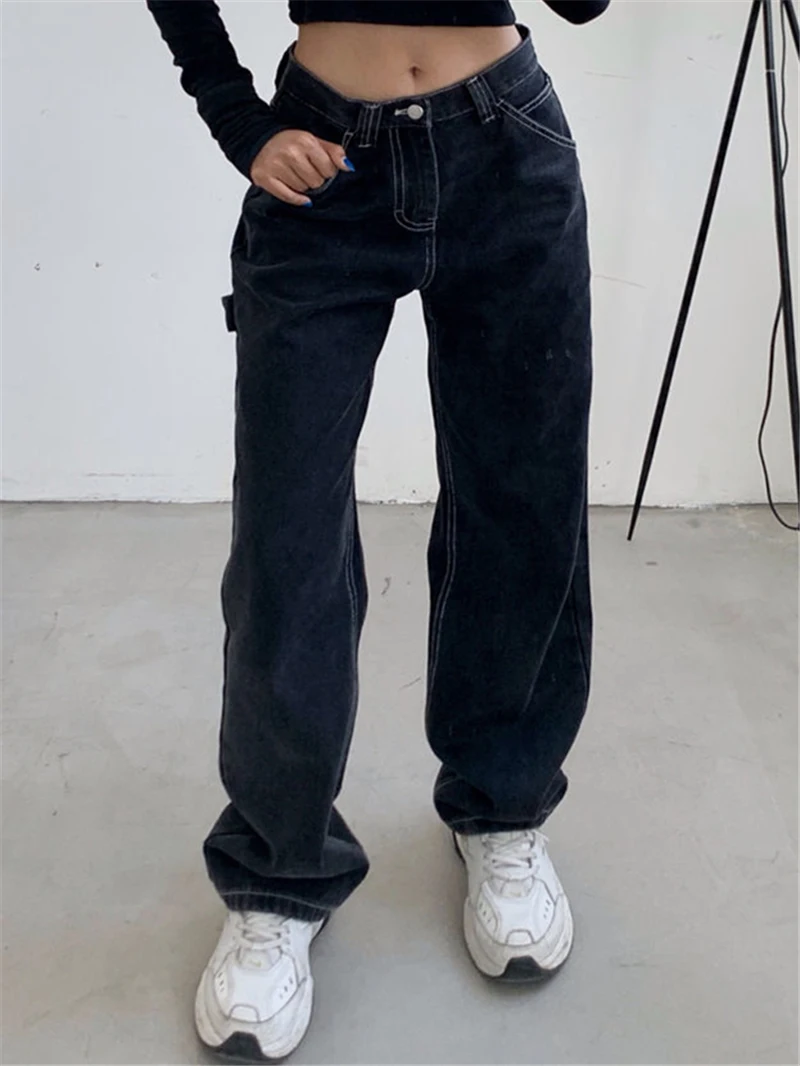 

Chic Jeans Women's Spring and Autumn High Waist Loose Straight Slimming All-Matching Wide Leg Draped Mop Trousers Ins Fashion
