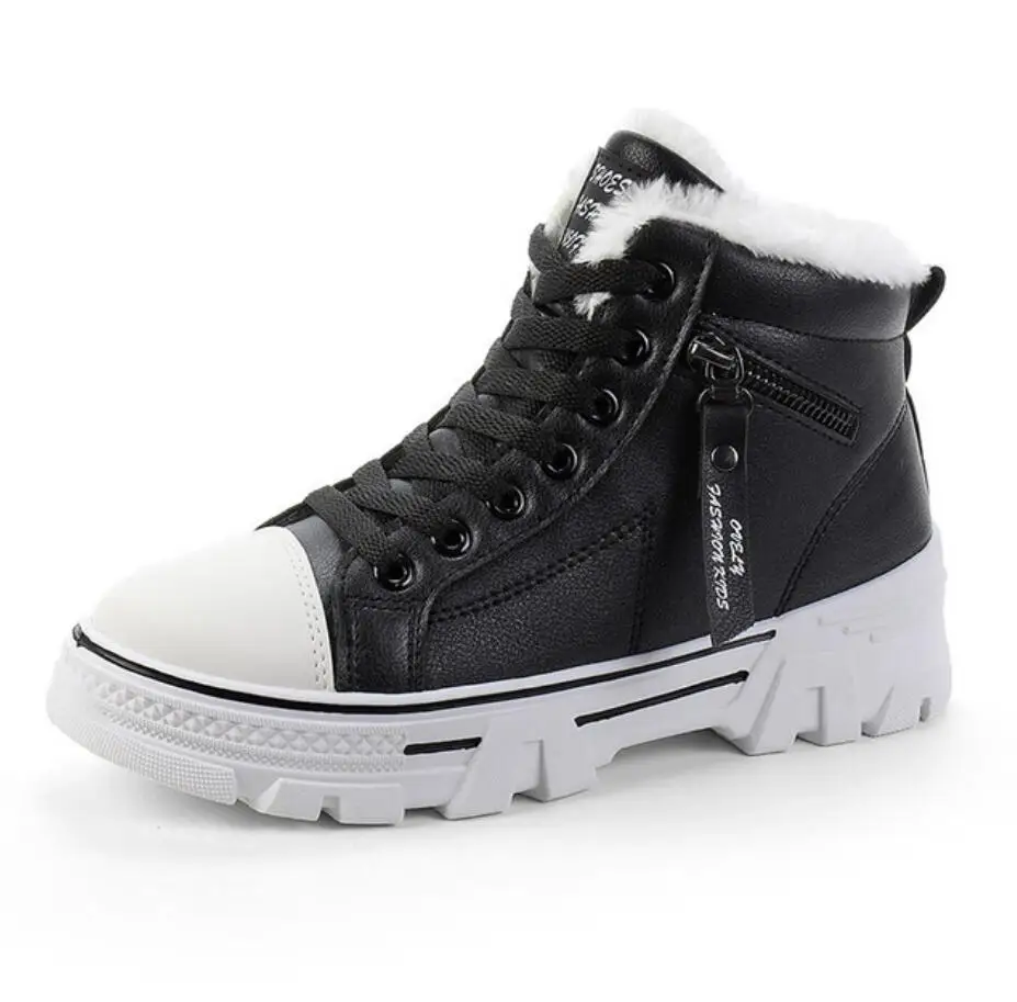 Женские плюшевые ботильоны на платформе повседневные теплые кроссовки с круглым