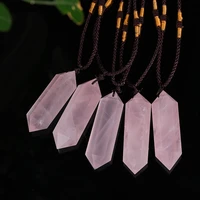 natural rose pink quartz double point pendulum pendant chakra gemstone healing crystals necklace