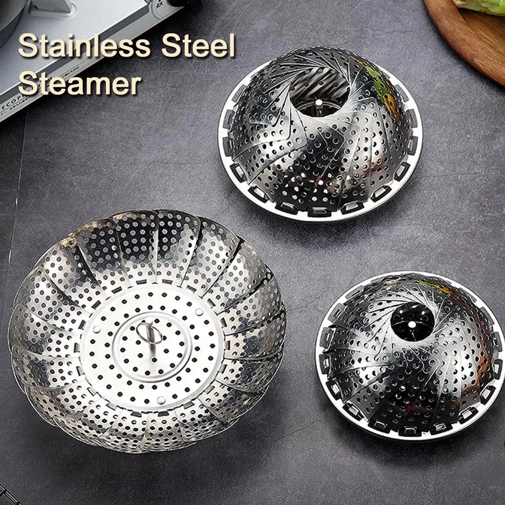 

Stainless Steel Folding Steamer Plate Vegetable Kitchen Fruit Food Basket Mesh Steamer Rack Cookware Utensils for Cooking Steam