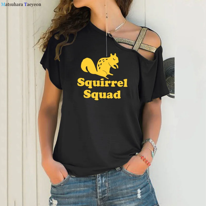 

Woman Tshirt Casual Funny T shirts Cotton Plus Size For Girl Top Squirrel Animal Print Summer Kawaii Streetwear Camiseta Mujer
