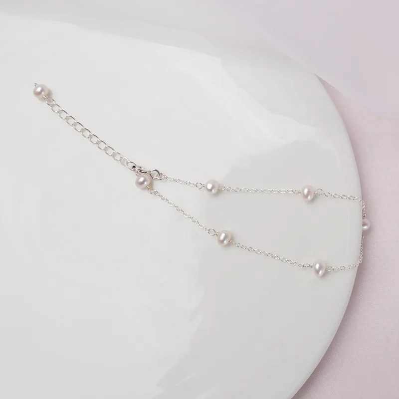 

Silver Plated Women's Bracelet Mini Natural Freshwater Pearl Yoga Jewelry Women's Wedding Accessories Handmade Beaded Bracelet