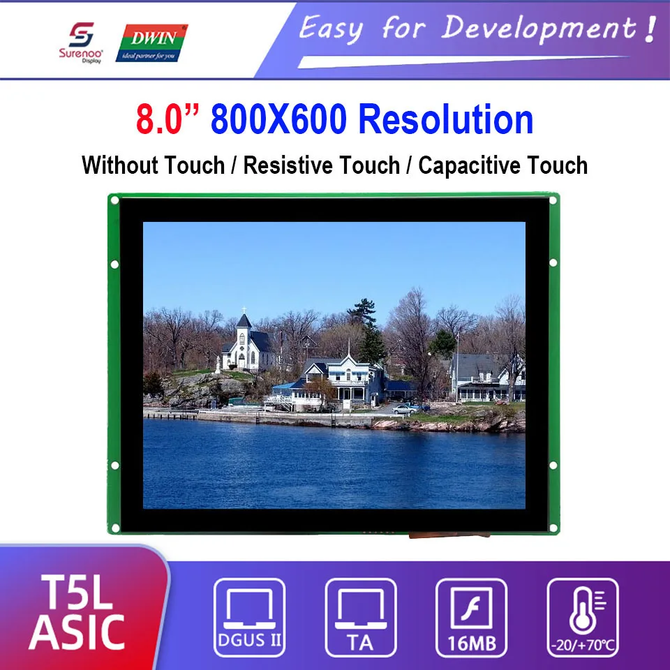 Dwin T5L HMI Intelligent Display, DMG80600C080_03W 8.0" 4:3 800X600 LCD Module Screen Resistive Capacitive Touch Panel