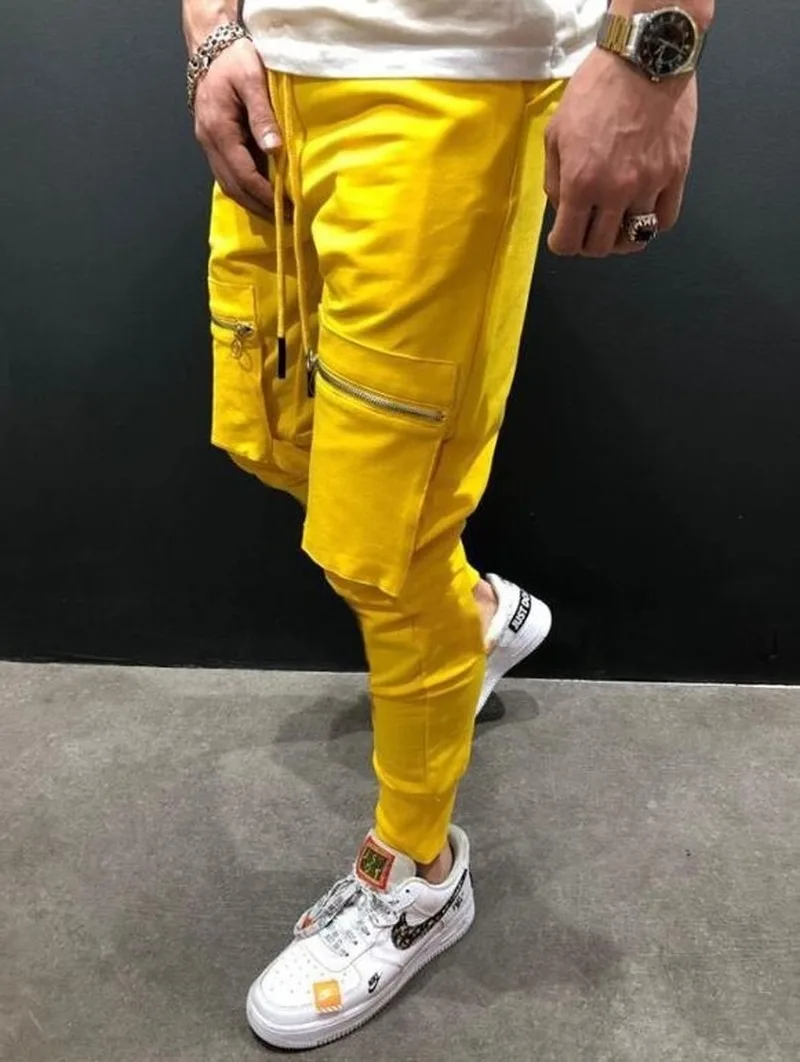 

2021 Autumn New European American Men's Casual Pants Fashion Big Pocket Color Matching Hip-hop Sports Trousers Men