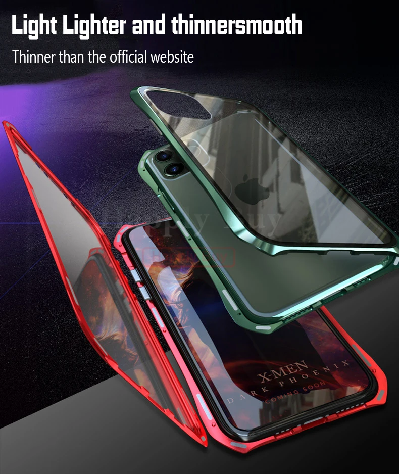 360 полный защитный чехол для телефона для iPhone 11 Pro Max чехол Магнитный чехол s для iPhone 11 Pro Max чехол металлический Bumber