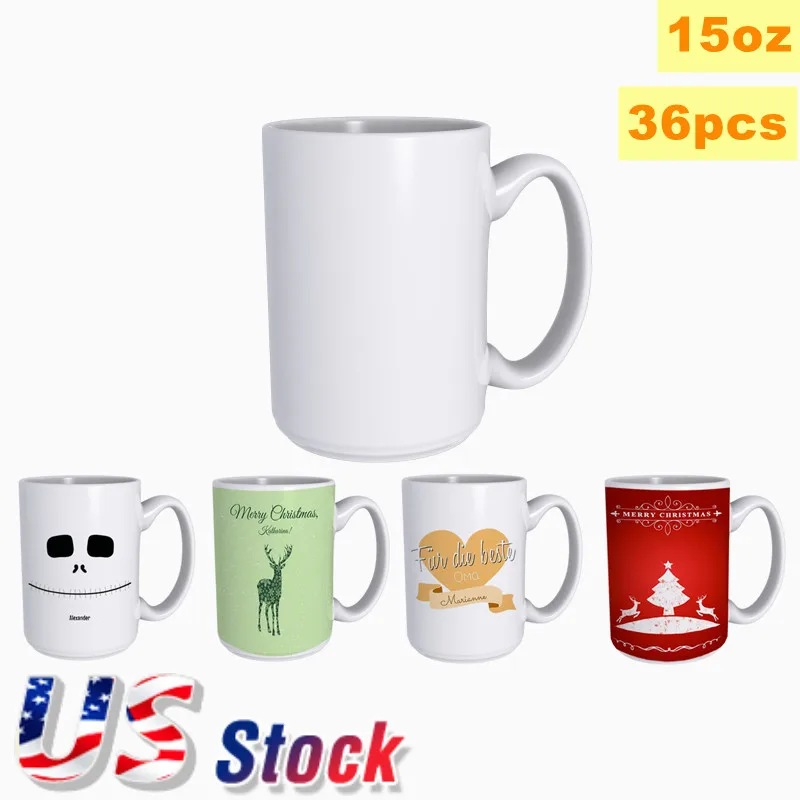 

36pcs 15OZ ORCA Coating Sublimation White Ceramic Mug Blanks Coffee Cup Mug Blank with White Box