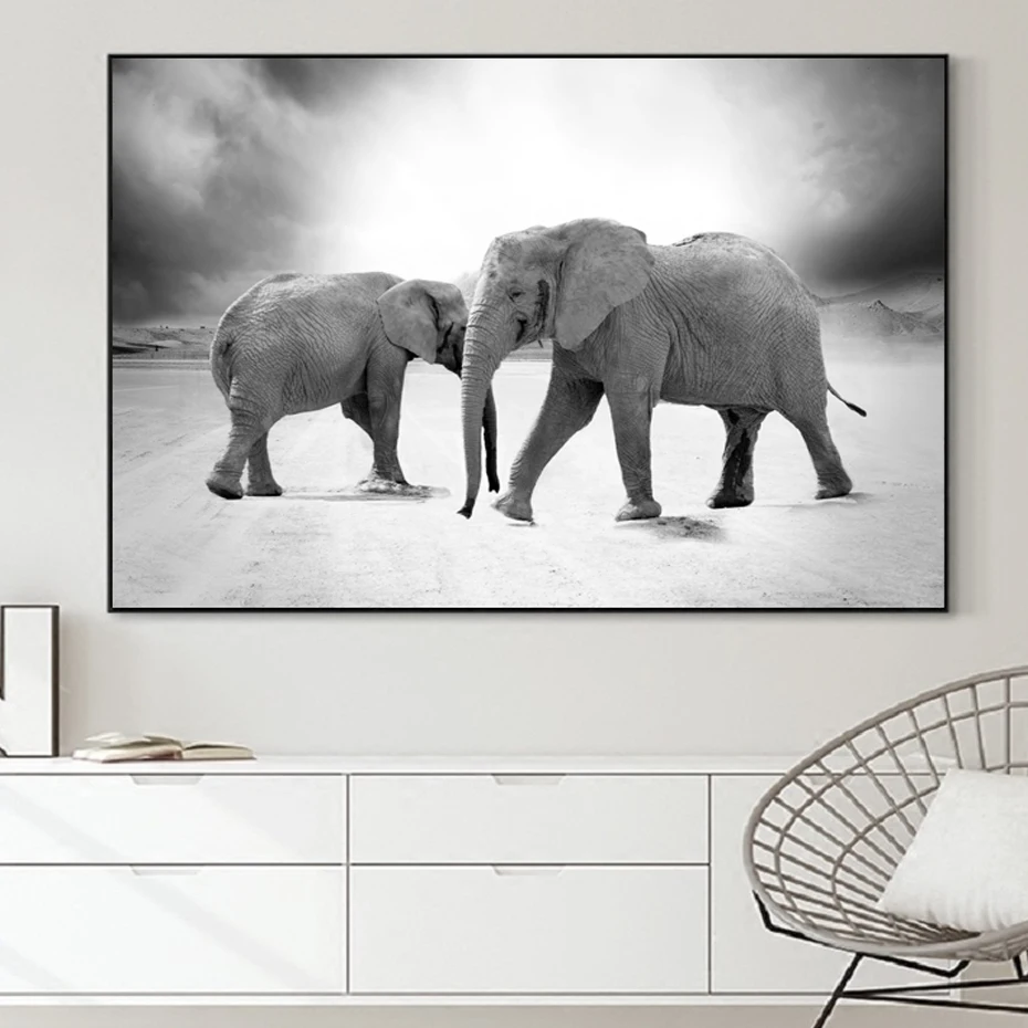 

Black White Animals Africa Wildlife Elephant Canvas Paintings Animals Posters And Prints Wall Pictures Living Room Home Decor