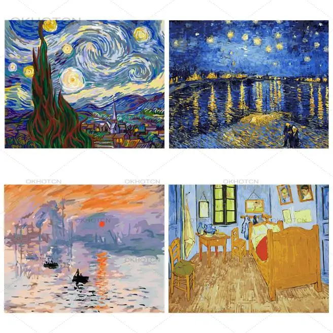 

Алмазная 5D Вышивка «сделай сам», Картина Ван Гога, всемирно известное изображение, звездная ночь, наборы для вышивки крестиком, абстрактный Алмазный постер без рамки