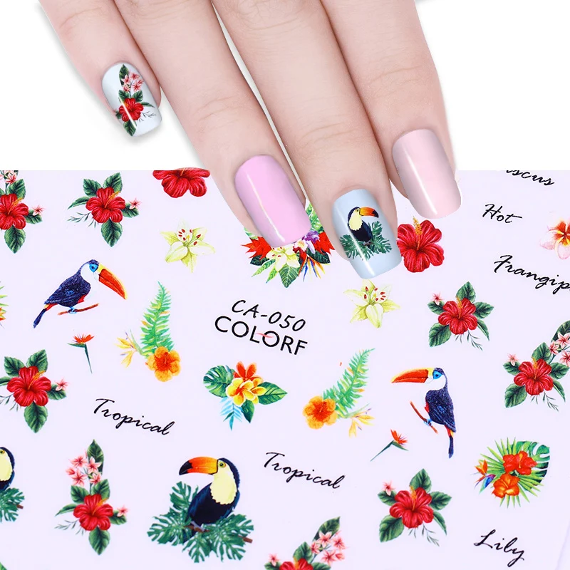 Стикеры 3D на ногти Nail Art Переводные картинки, украшения для ногтей, переводные наклейки, милые красные Летающие птицы, аксессуары для дизайна ногтей
