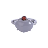 s925 sterling silver hetian gray jade smoke mauve jade ring retro personality peach womens opening ring bracelet