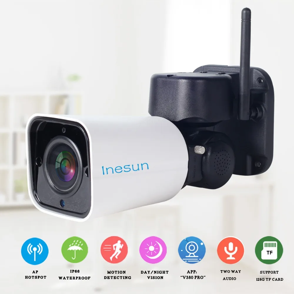 Inesun открытый WiFi безопасности PTZ IP камера HD 1080P 2MP Поддержка двусторонней аудио ночного видения обнаружения движения Макс 128G SD карта