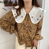 koamissa floral women long sleeves shirt peter pan collar korean blouse single breasted spring blusas fashion 2022 ropa mujer