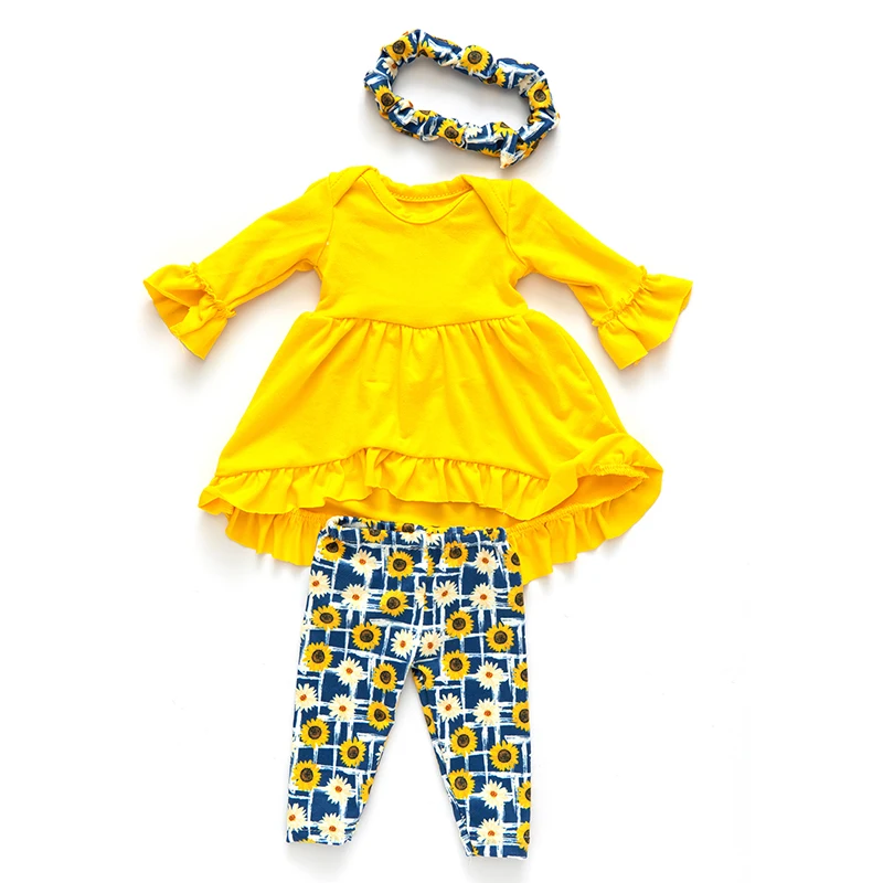 

Born New Baby Fit 18 inch 43cm Doll Clothes Pink yellow European American brand hair band 3-piece Suit For Baby Birthday Gift