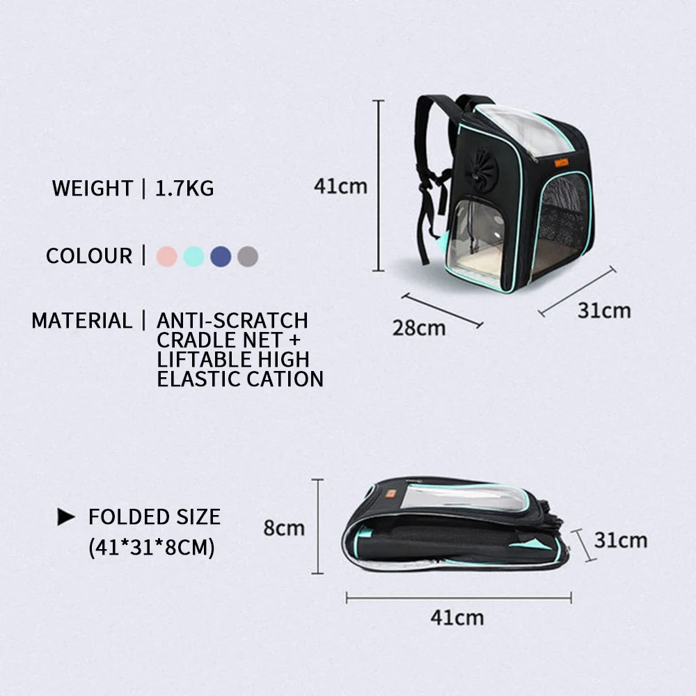 

New transparent PVC pet backpack creative cat window pet bag transparent visible travel cat backpack