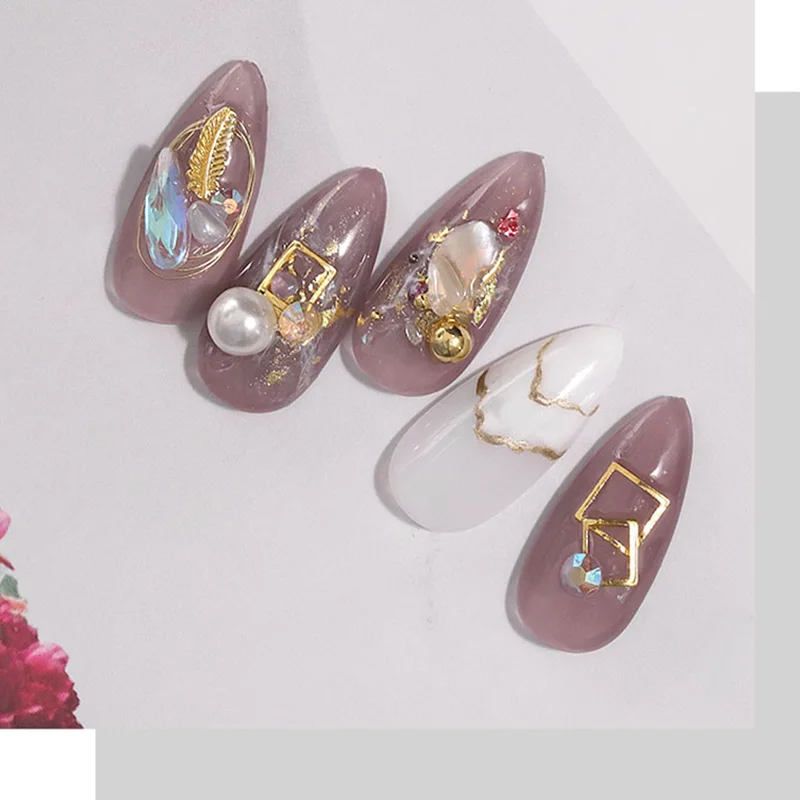 Набор украшений для дизайна ногтей 28 ячеек смешанный жемчуг металлические