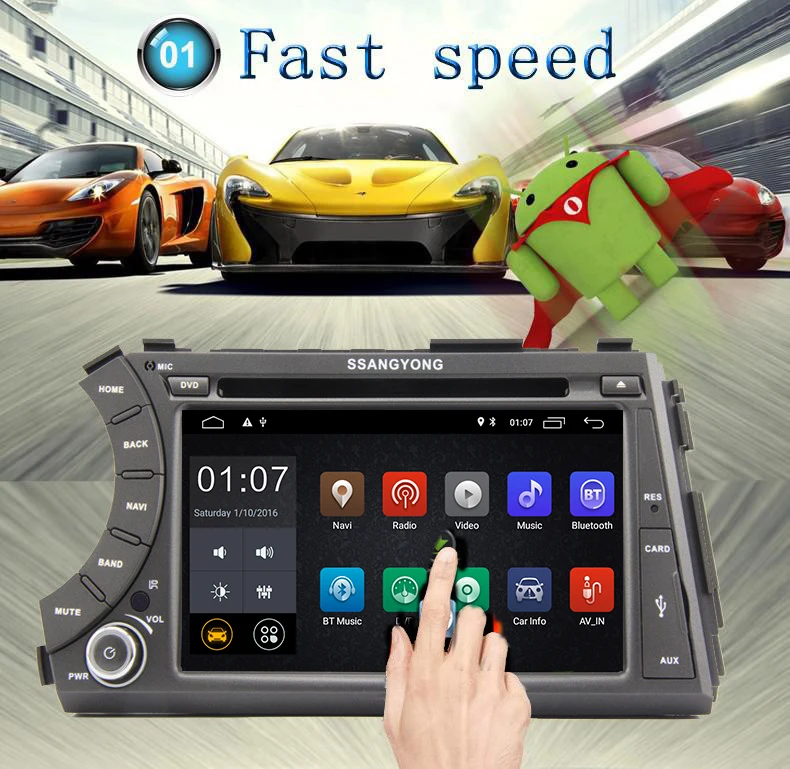 1024*600 автомобильный dvd-плеер Android 10,0 для SSANGYONG Kyron Korando Actyon 2005-2013 с четырехъядерным радио gps RDS радио BT
