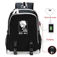 anime mens school backpack boku no hero academia print laptop travel bag teenage boys school bag usb charging backbag mochila