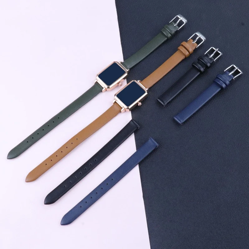 

8- 22mm Soft Leather Strap Replace Wrist Band Watchband With Silver Color Stainless Steel Buckle Fashion Watch Accessories