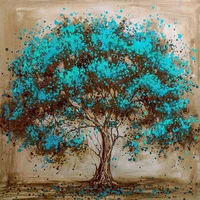printing diy 5d diamond painting by number kit full of drilling a new blue tree 2525 cm