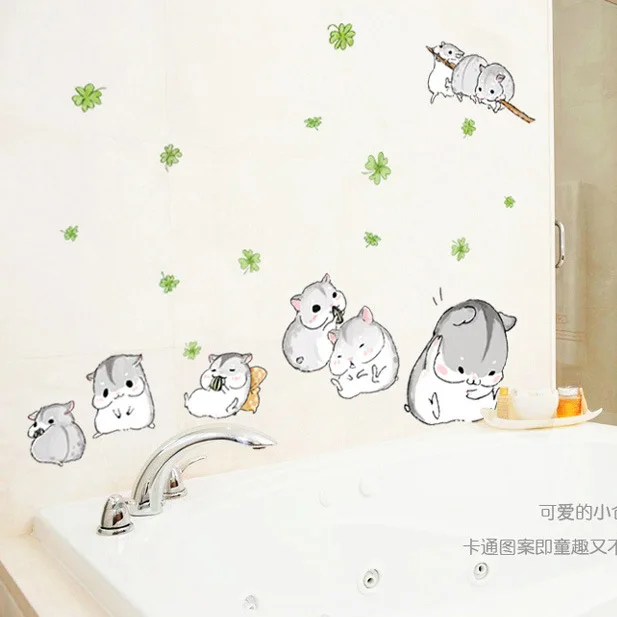 Симпатичные стикеры на стену в виде хомяка для детской комнаты Мультяшные