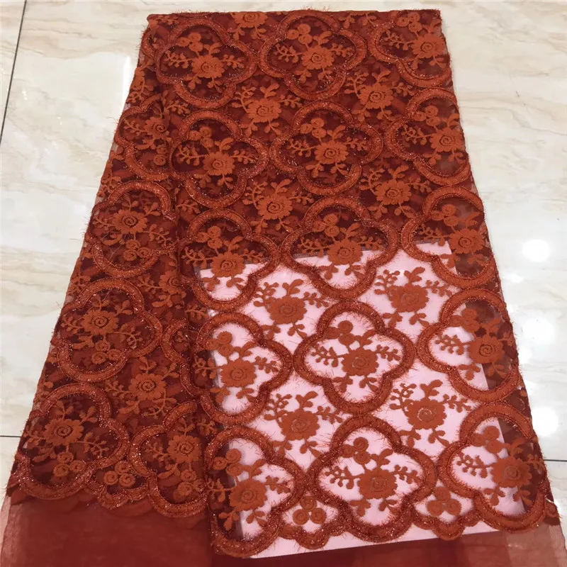 

2019 Embroidered Nigerian Laces Fabric African Wedding Lace Fabric Bridal High Quality French Tulle Lace Fabric For Party xc12-6