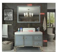 Light luxury bathroom cabinet combination dark green sink basin cabinet rock plate integrated basin Feng Shui mirror bathroom ca