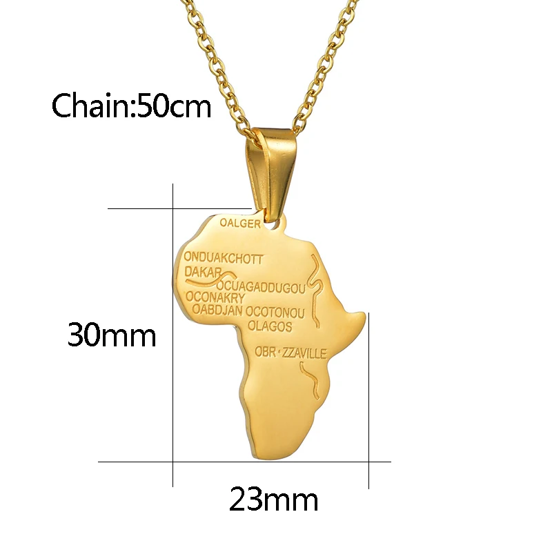 Goxijite хип-хоп кулон Карта Африки ожерелье для женщин мужчин золото цвет ювелирные
