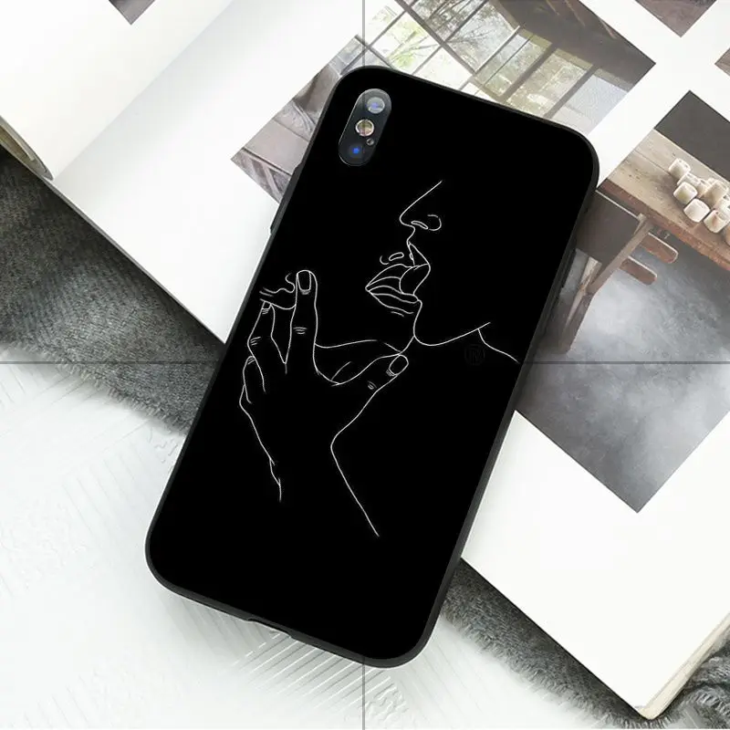 Ruicaica черно-белая линия арт смарт-чехол черный мягкий чехол для iPhone X XS MAX 6 6S 7 7plus 8